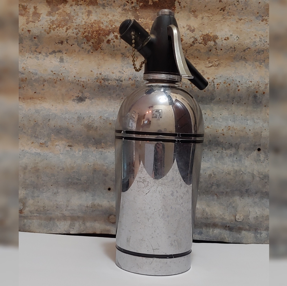 Vtg Sparklets Seltzer Club Soda Bar Bottle Chrome